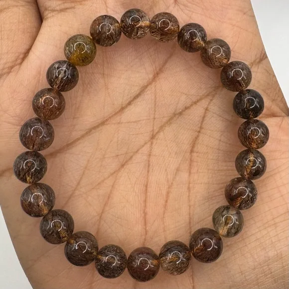 HQ Black Golden Super Seven Crystal Bracelet 8mm - Picture 1 of 6